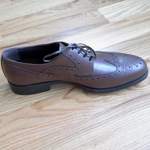 Salvatore Ferragamo NEW Men’s Brown Leather Wingtip Oxfords 10.5 D - Picture 10 of 13